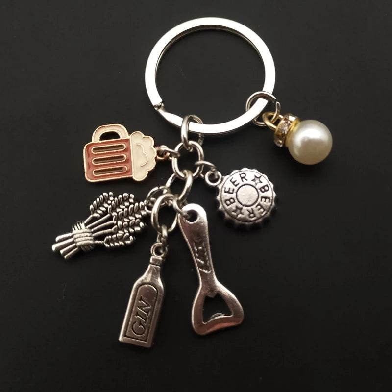 Charm enamel beer keychain bottle opener