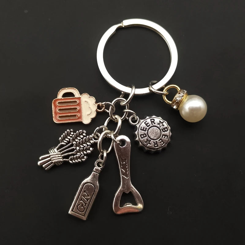 Charm enamel beer keychain bottle opener