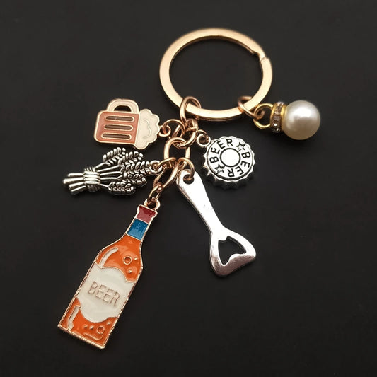 Charm enamel beer keychain bottle opener