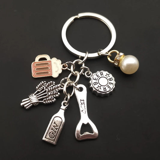 Charm enamel beer keychain bottle opener